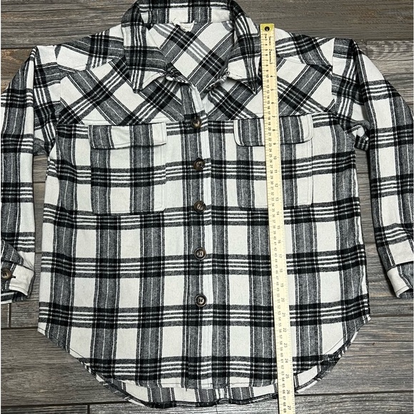 LA Hearts PacSun Plaid Shacket Black White Flannel Shirt Jacket Oversized M/L - Picture 11 of 15